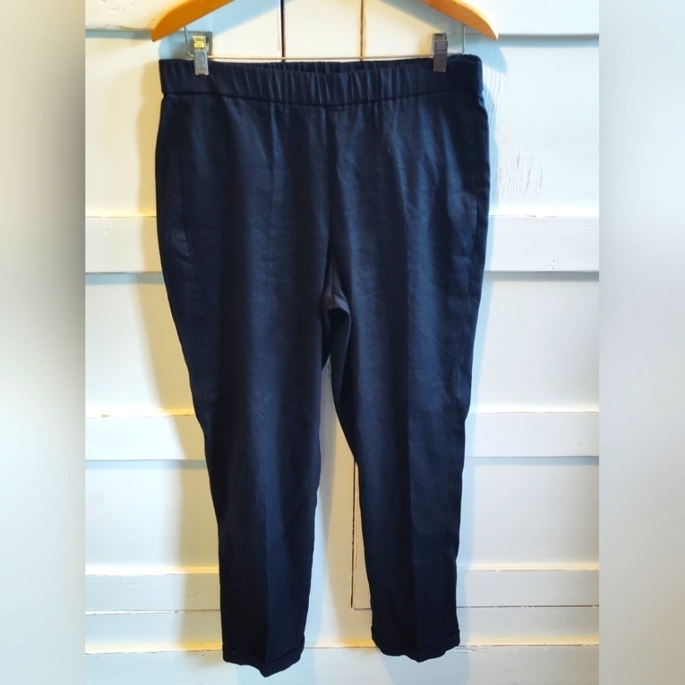 J. Jill Women's Black Linen Blend Straight Leg Pants | Size Medium